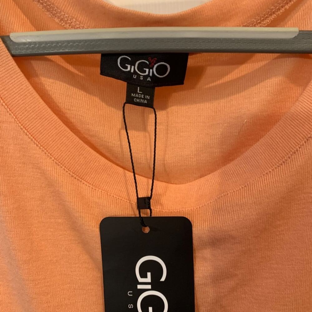 NWT GiGio Peach Blouson Tunic with Animal Print & Floral Ruffled Sleeves Size L - Picture 7 of 8